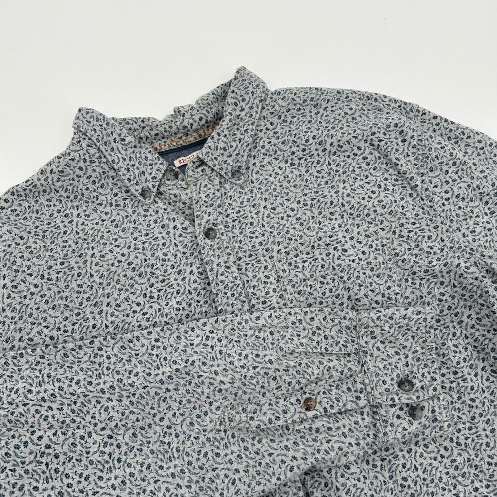 Fat Face Men Regular Fit Long Sleeve Button Up Shirt XXLarge Grey Floral Pattern